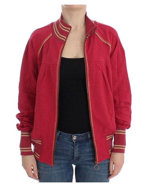John Galliano Red Pink Mock Zip Cardigan Sweatshirt Sweater