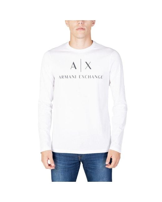 ARMANI EXCHANGE White Cotton Long Sleeve T for men