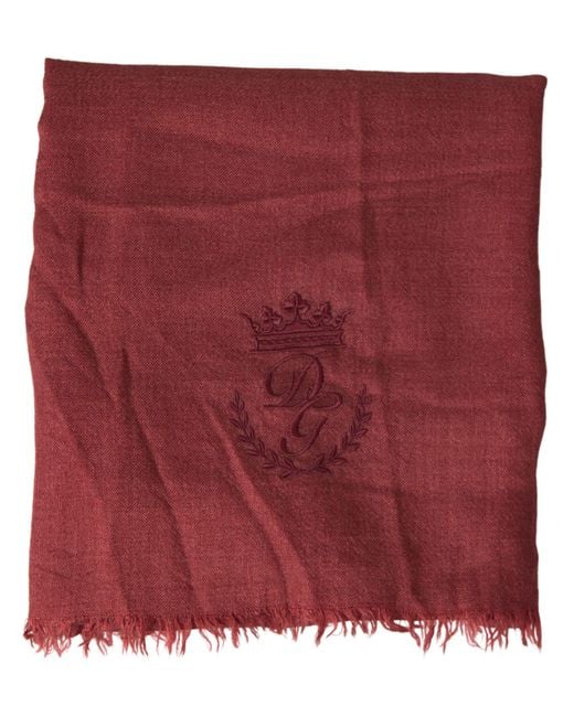 Dolce & Gabbana Red Maroon Cashmere Knit Wrap Shawl Fringe Scarf for men