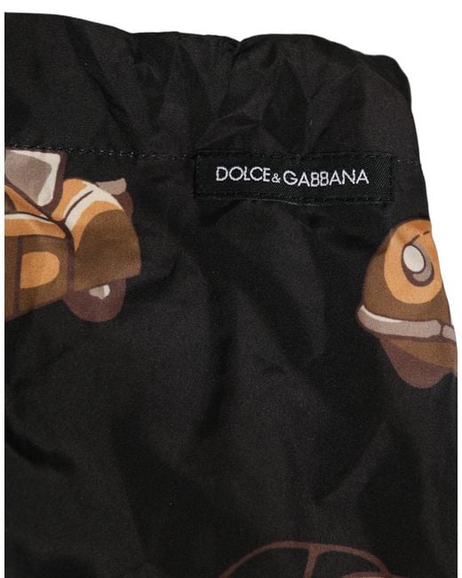 Dolce & Gabbana Black Car Print Swim Trunk Beachwear Swimwear for men