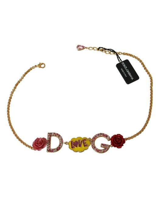 Dolce & Gabbana Black Glamorous Crystal Charm Necklace
