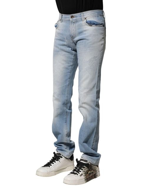 Dolce & Gabbana Blue Distressed Denim Jeans for men