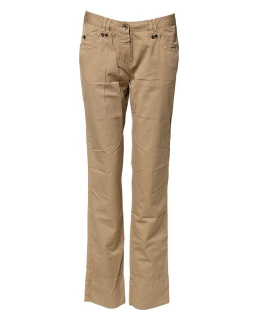 Plein Sud Natural Beige Straight Cotton Stretch Chino Pants