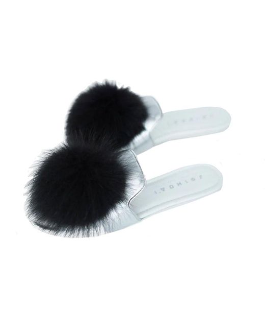 Joshua Sanders Black Leather And Fur Mules for men