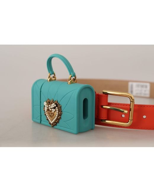 Dolce & Gabbana Black Leather Devotion Heart Micro Bag Headphones Belt