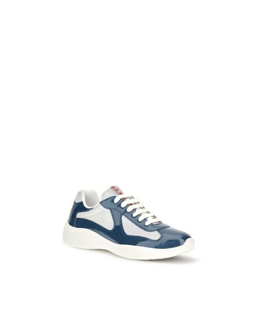 Prada Blue Calf Leather Bos Taurus Athletic Sneakers for men