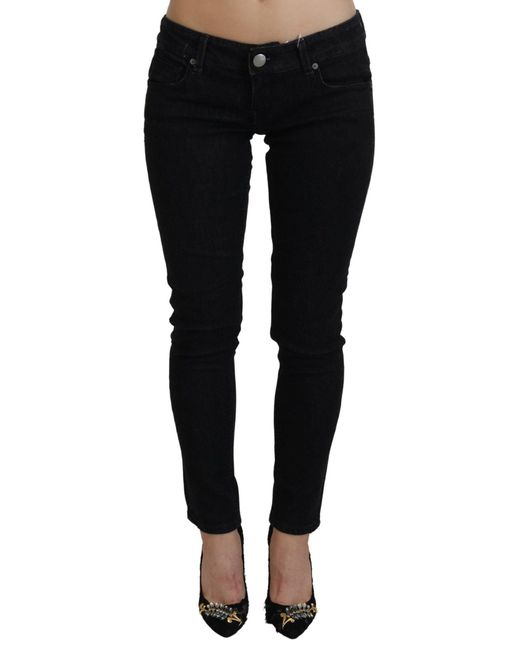 Acht Black Low Waist Slim Fit Cotton Denim Jeans