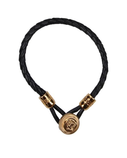 Versace Black Leather Bracelets