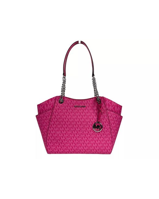 Michael Kors Purple Jet Set Large Chain Shoulder Tote Bag Dragon Fruit