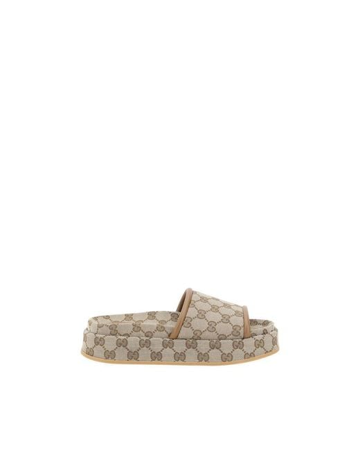 Gucci Natural Beige Polyamide Flat Sandals