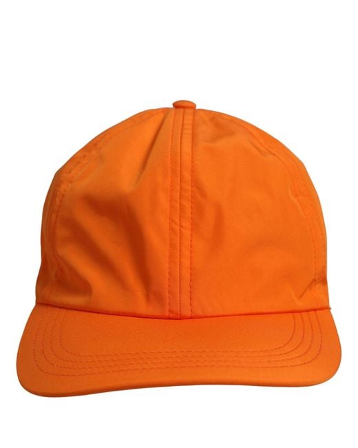 Dolce & Gabbana Red Men Orange Polyester Baseball Cap 6 Panels Hat for men