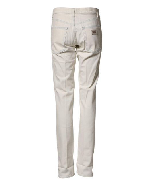 Dolce & Gabbana Gray White Cotton Skinny Denim Trouser Men Jeans for men