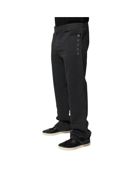 Just Cavalli Black Straight Fit Mid Waist Denim Trouser Jeans Cotton-Elastane for men