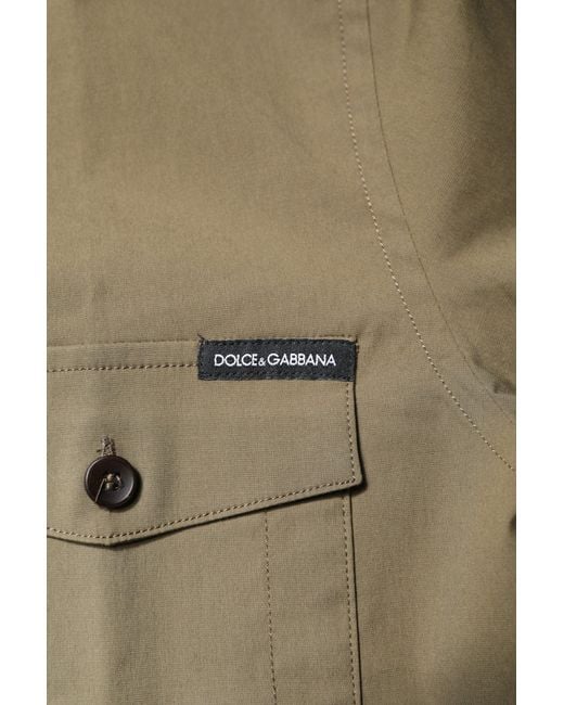 Dolce & Gabbana Green Cotton Stretch Casual Long Sleeves Shirt for men