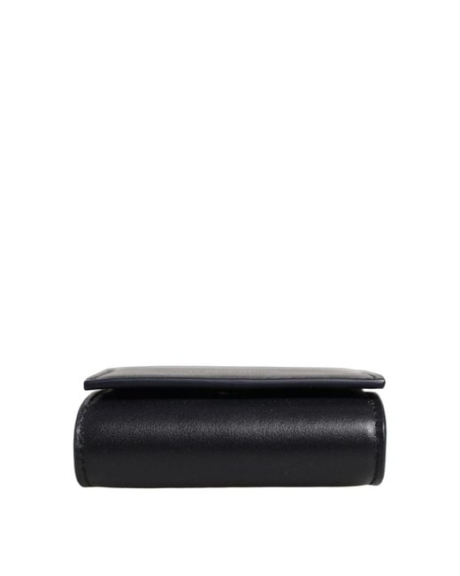 Dolce & Gabbana Black Calfskin Leather Logo Print Bifold Coinpurse Wallet