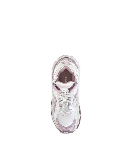 Balenciaga White Purple Polyester Athletic Sneakers
