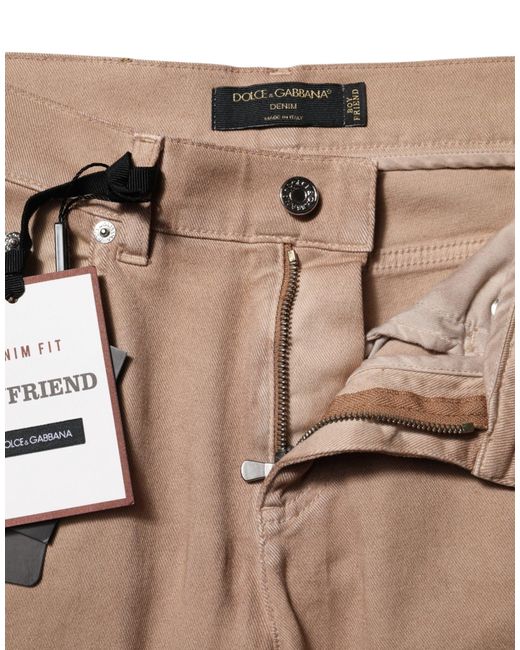 Dolce & Gabbana Natural Brown Cotton Boyfriend Denim Trousers Jeans for men