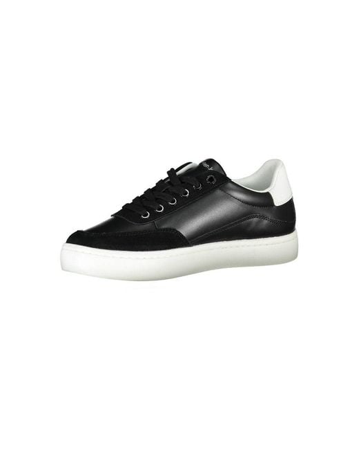Calvin Klein Black Sleek Lace-Up Sneakers With Contrast Details