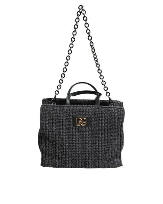 Dolce & Gabbana Large Knitted Crochet Shoulder Shopper Dg