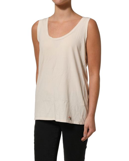 Aniye By Natural Beige Viscose Sleeveless Round Neck Tank Top