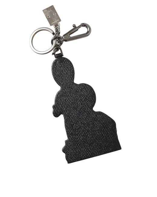 Dolce & Gabbana White Leather Dominico Stefano #Dgfamily Logo Badge Keychain for men