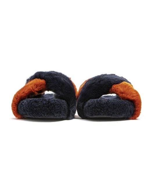 MR & MRS Blue Rabbit Fur Sandal