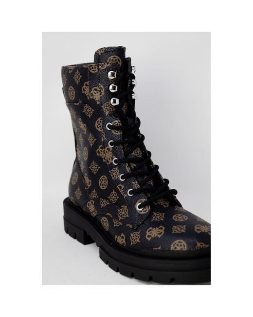Guess Black Brown Synthetic Leather Boot