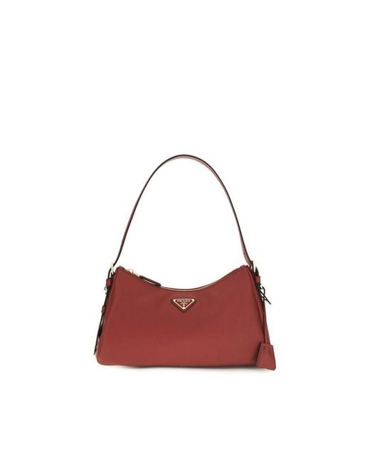 Prada Red Multicolor Calf Leather Bos Taurus Shoulder Bag