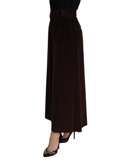 Dolce & Gabbana Black Chic Bordeaux High-Waisted Corduroy Pant