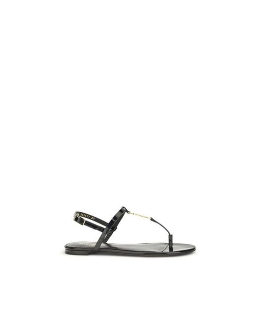 Saint Laurent Multicolor Black Calf Leather Bos Taurus Flat Sandals