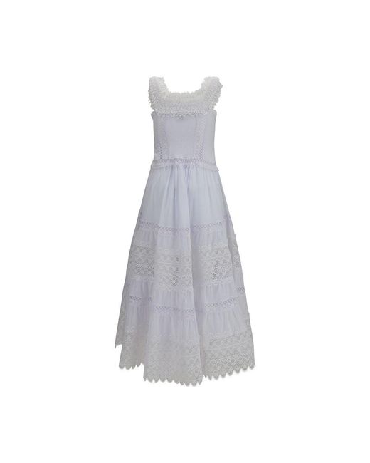 Charo Ruiz Gray White Cotton Casual Dress