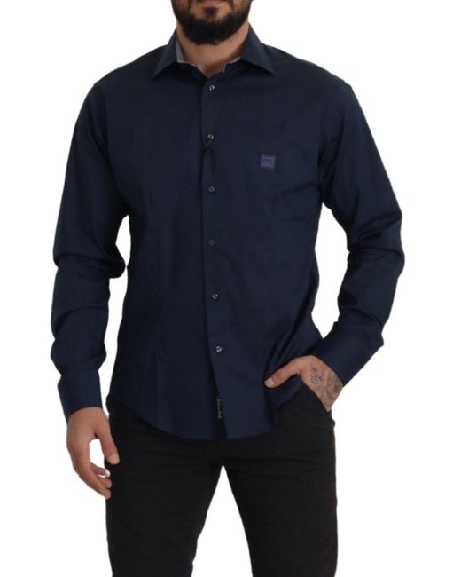 Roberto Cavalli Blue Elegance Cotton Dress Shirt for men