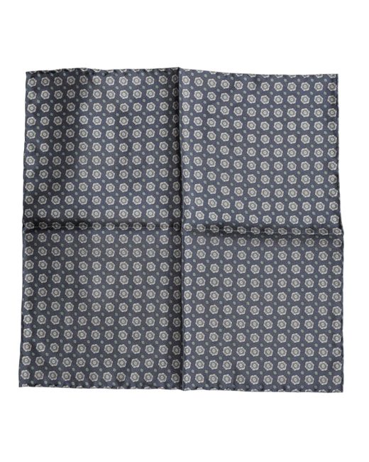 Dolce & Gabbana Gray Patterned Silk Square Handkerchief Scarf for men