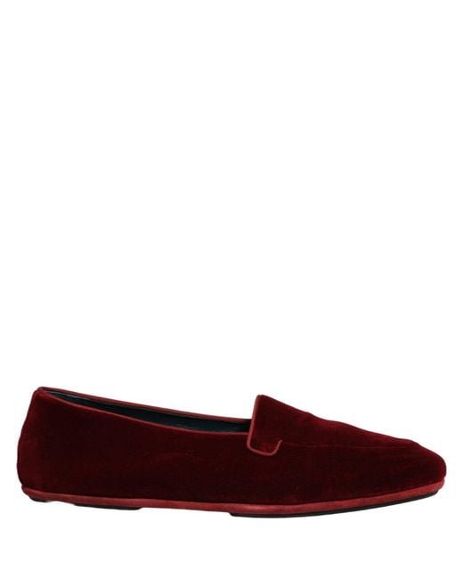 Dolce & Gabbana Red Maroon Velvet Slip On Men Flats Loafers Shoes for men