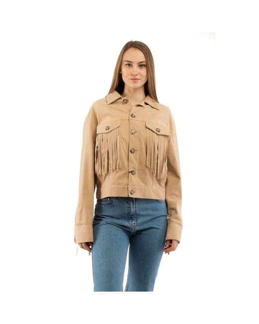 Moschino Blue Beige Cotton Leather Jacket
