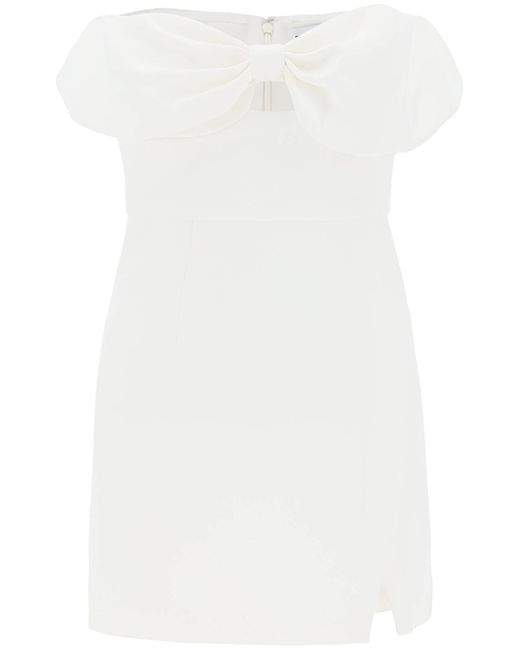 Self-Portrait White Self Portrait Mini Dress With Bow Accent