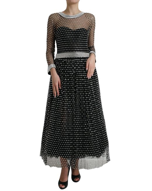 Dolce & Gabbana Black Crystal Embellished A-line Gown Dress