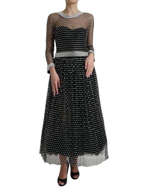 Dolce & Gabbana Women's Black Crystal Embellished A-Line Gown Dress Dolce & Gabbana Women's Black Crystal Embellished A-Line Gown Dress
