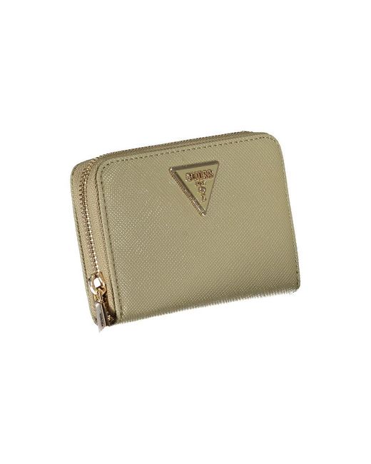 Guess Natural Chic Emerald Zip Wallet With Multiple Compartments