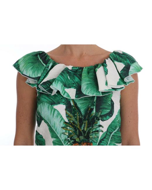 Dolce & Gabbana Green Elegant Sequined Pineapple Blouse