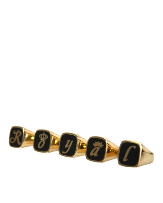 Dolce & Gabbana Multicolor Brass Royal Enamel Set Of 5 Ring