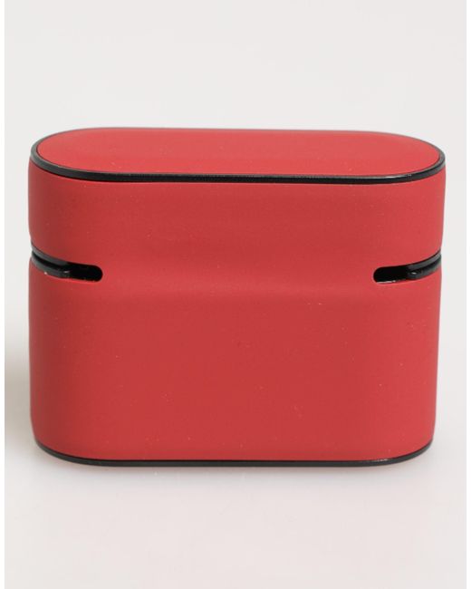 Dolce & Gabbana Red White Silicone Embossed Logo Accessory Airpods Case