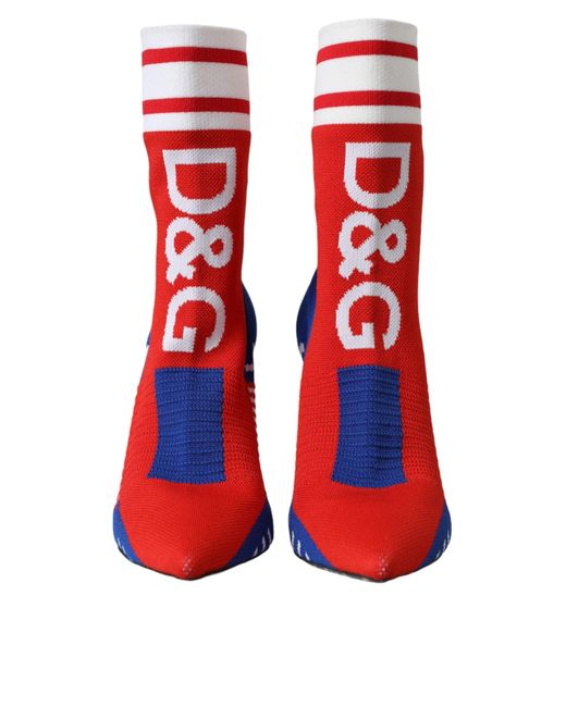 Dolce & Gabbana Red Logo Sock Boot