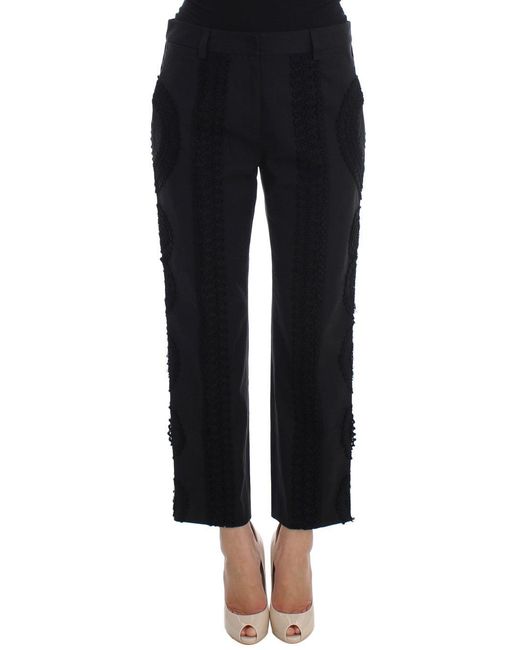 Dolce & Gabbana Black Cotton Stretch Torero Capris Pants