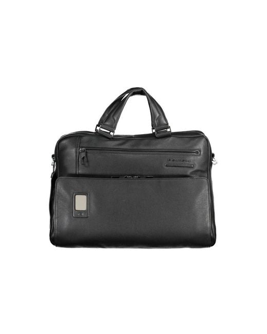 Piquadro Black Leather Briefcase for men