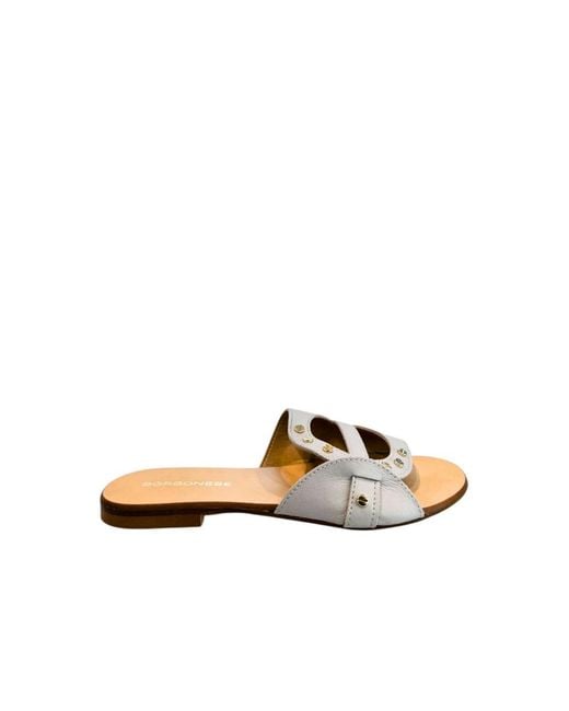 Borbonese Brown Grey Leather Sandal