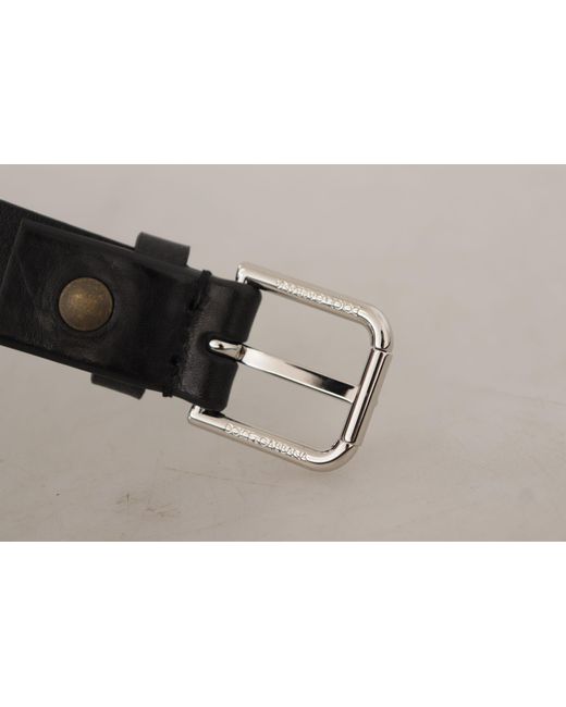 Dolce & Gabbana Black Elegant Leather Belt With Metal Buckle for men