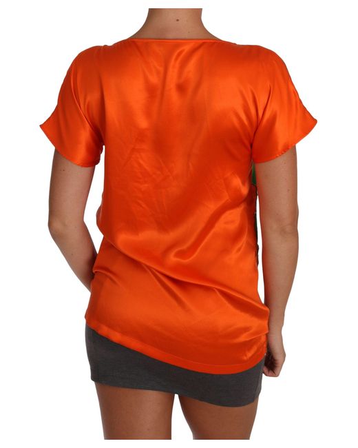 Dolce & Gabbana Silk Orange Lemon Crystal T-shirt Top