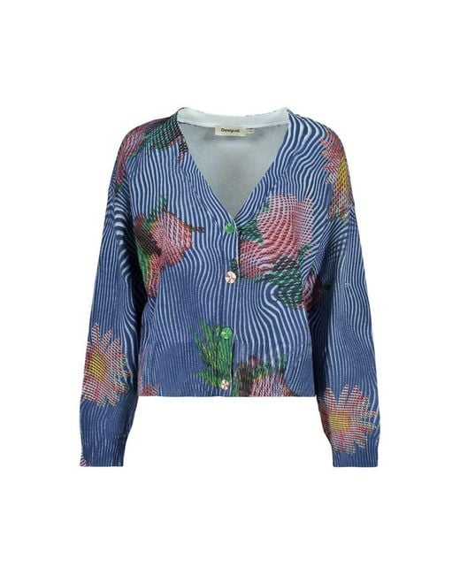 Desigual Blue Cotton Cardigan