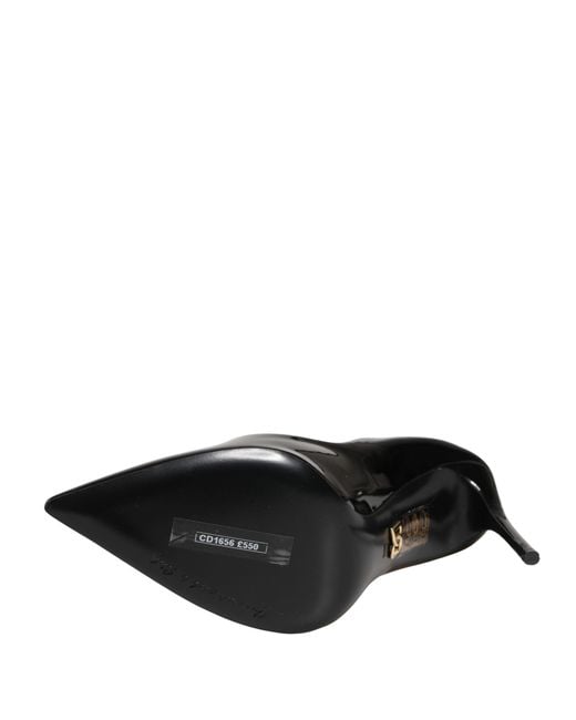 Dolce & Gabbana Black Calf Leather Stiletto Heels Pumps Shoes